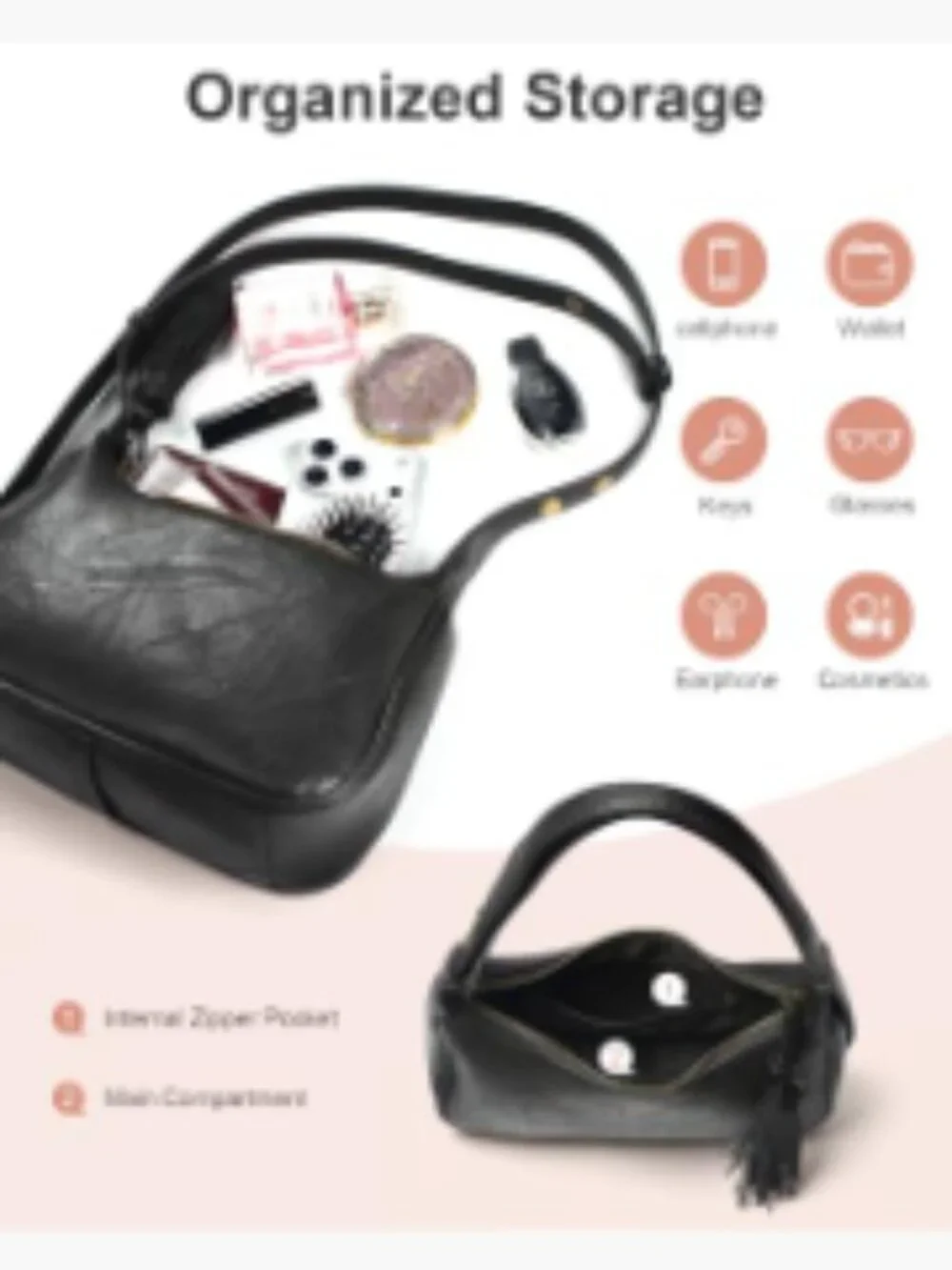 Vegan Leather Retro Hobo Handbag with Floral Embossed Texture Adjustable Strap